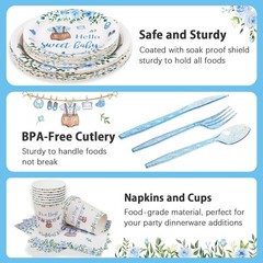 Boy Baby Shower Decorations Plates Set 25 Guests 175 Pcs Blue It’S a Boy Baby Sh