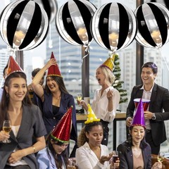 7 Pack Balloons – 22 Inch Large Round Party Balloons with 4D Stripe Mylar Foi…