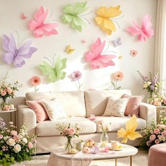 3D Hanging Butterfly Decorations Butterfly Party Decorations 4PCS Pastel Larg…