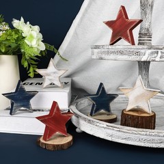 Elegant Patriotic Wooden Star Set – Rustic Decor for Independence Day