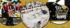 Graduation Decorations 2026-2 Pcs Black and Gold Gongrats Grad Tablecover for