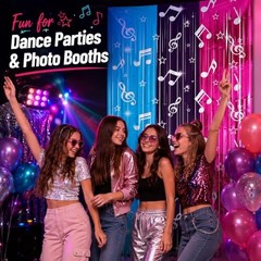 2 Pack Music Theme Fringe Curtain Backdrop 40 3.3ftx6.6ftx2pcs Blue&purple&pink