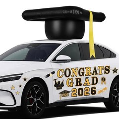 27pcs Graduation Car Decoration Set – Inflatable Cap, Magnetic Decor for Class o