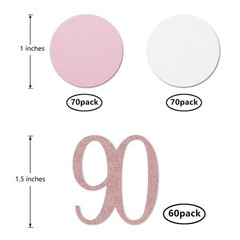 200 PCS Rose Gold 90th Glitter Birthday Number Confetti Table Decoration
