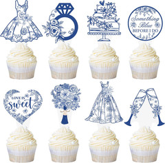 48pcs Something Blue Before I Do Theme Cupcake Toppers Something Blue Before I D
