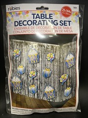 Happy Birthday Table Decorating Set (25 X 144”) Foil Fringe Table Skirt – Rubies