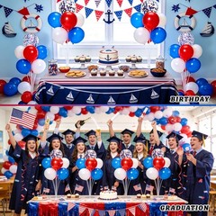Balloon Centerpiece Kit for Table 4 Sets Balloon Stand with 40 Red White Blue Co