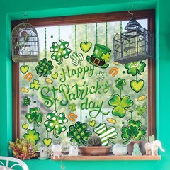 9 Sheets St. Patrick’s Day Window Clings Green Shamrock Clover Gold Coin Wind