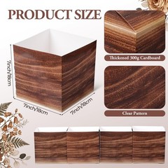 10 Pcs Rustic Wood Grain Paper Flower Boxes 7 Inch Farmhouse Baby Shower Wedd…