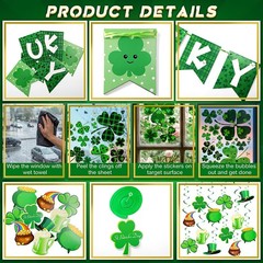 37 Pcs St. Patrick’s Day Decor, 1 Festive Banner, 12 Hanging Spiral Decorations