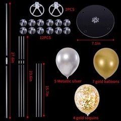 TONIFUL 2 Set Table Centerpiece Balloons Stand Kit Include 16 Silver Gold Lat…