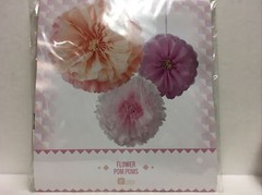 3 PCs Talking Tables Pom Poms 1 X 16″ 1 X 14″ 1 X12″ Assorted Pink NIp