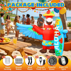 Inflatable Parrot Decorations 5FT Luau Hawaiian Surfboard Blow up Beach Party De