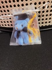 One Mini Teddy Keychain Plush White Graduaction Bears With Card & White Gift Bag