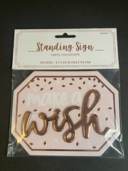 Amscan Pink Metallic ‘Make a Wish’ Birthday Party Decor Standing Sign 5.7 x 4.5″
