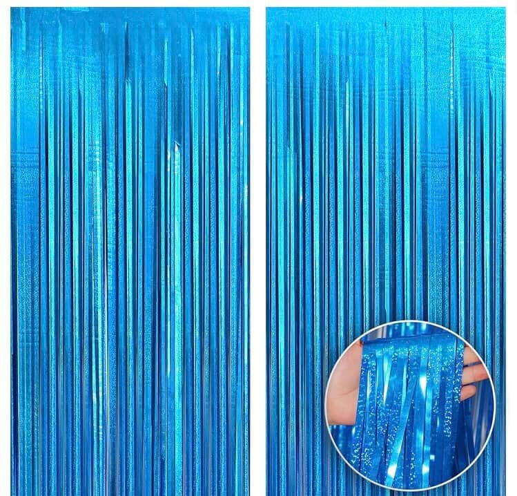 2-Pack Iridescent Blue Backdrop Curtain 3ft x 8ft Ocean Backdrop Streamers New