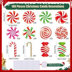 180 Pcs Christmas Candyland Cutouts Paper Candy Cutouts Peppermint Candy Cane…