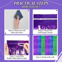 22pcs Video Game Birthday Decorations, Purple Blue Green 3.3×8.2ft Tinsel Foi…
