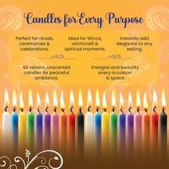 Spell Candles (40 Candles) – One Shipping Charge! Set of 40, Multicolor