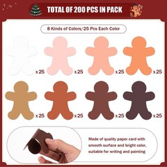 200 Pcs Christmas Gingerbread Man Cutouts 4» People Shaped Paper Cutouts Ass…