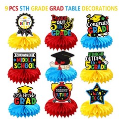 9 PCS 5th Grade Graduation Honeycomb Centerpieces Party Decorations 2025