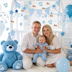 Bear Baby Shower Decorations 200 Pcs Baby Shower Confetti Blue Birthday Set