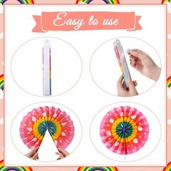 Outus 9 Pcs Rainbow Party Decorations Paper Fans Boho Classroom Decorations…
