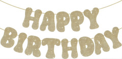 Happy Birthday Banner Glitter Gold 10ft Pre‑Strung Party Sign Birthday Decor
