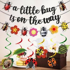 Ladybug Baby Shower Decorations Banner and Swirls for Boys Girls Party