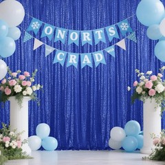 Shiny Beauty Sequin Backdrop 9FTX13FT Blue Wedding Shimmer Fabric Background