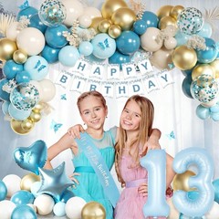 Birthday Decorations for Girls, Light Blue 13 Birthday Girl Decorations, 13th