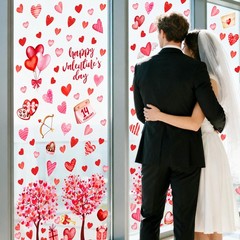 6 Sheet Valentines Day Decorations Heart Window 24 x 36 inches, Pink