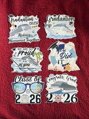 6 Piece 2026 Graduation Cruise Magnets