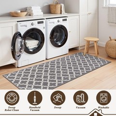 U’Artlines Runner Rug for Hallway 2×6feet Non Slip Kitchen 2′ x 6′, Grey