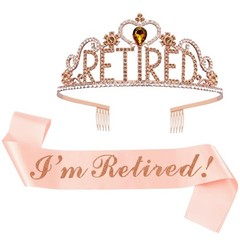Retirement Party Decorations Retired Tiara/Crown, Retired Sash for Women Reti…