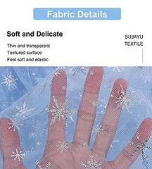 Sheer Fabric, Snowflake Silver Foil Organza Fabric, Snowflake 59″ x 118″ Blue