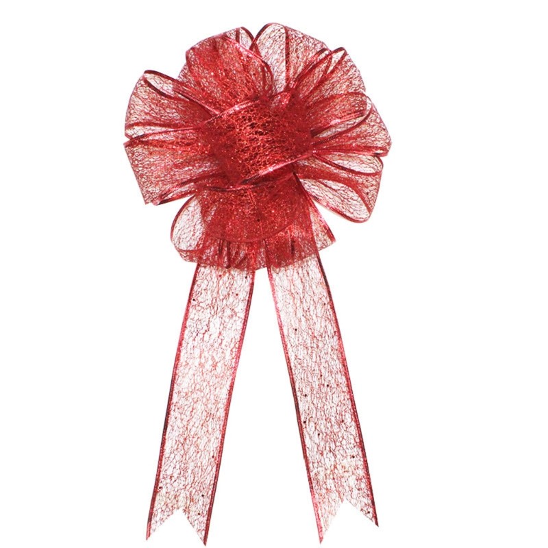 Christmas Tree Bow with Streamer Red Edge Christmas Bow-knot Bouquet Gift