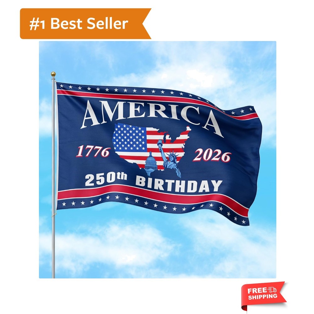 4th of July Decorations – 3×5 Ft Double Sided 3 Layers 250th Anniversary Flag…