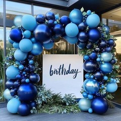 Navy Royal Blue Balloon Arch Kit Double Stuffed Metallic Blue Balloon Garland…