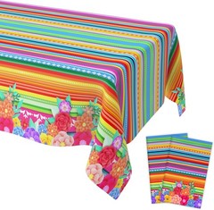 Mexican Fiesta Party Decorations, 2 PCS Plastic Rectangle Mexican Flowers