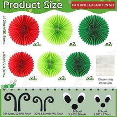 10-Piece Caterpillar Paper Fan Set (Includes 12-inch and 8-inch Sizes)