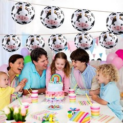 6 Pieces Cow Party Decorations Farm Paper Lanterns Brown, White, Black