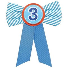 Blue White Stripe Bowtie 3rd Birthday Award Ribbon 1 Per Package New