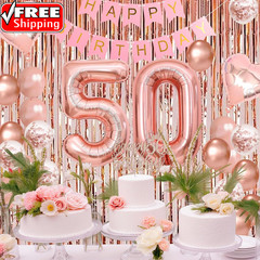 50Th Birthday Decorations for Women, 50Th Birthday Crown and Sash, Rose Gold Hap