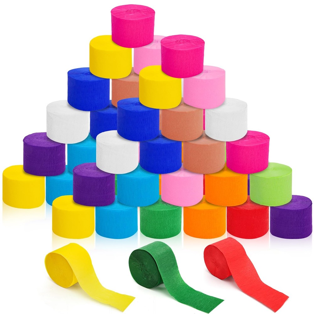48 Rolls Crepe Paper Streamers 3936 ft Pastel 1.8 Inch x 82 ft/Roll Flower DIY