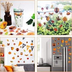20 PCS Autumn Clings Fall Thick Gel Cling Window Decals Multicolor