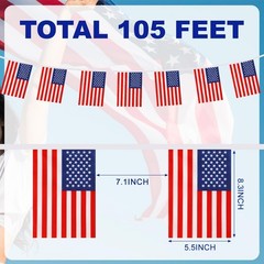 100 Pcs American Flag Banner, 105 Ft USA Flags Bunting Banners for Fourth of …