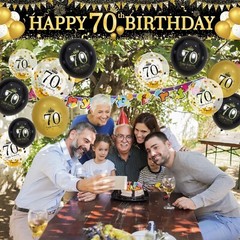 70th Birthday Decorations for Men Women Black and Gold Black Gold Birthday Ya…