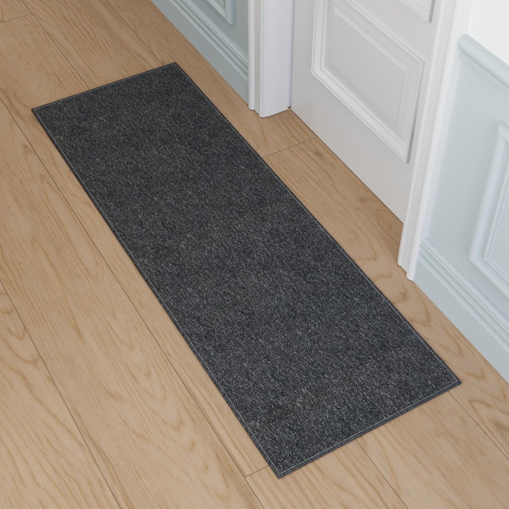 Ottomanson Door Mat Indoor Entryway Runner Rug – 1’8″ x 4’11» (Runner), Black