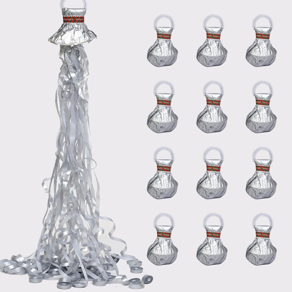 Zmgmaibao 24Pack Silver Hand Thrown Streamer Poppers Confetti Streamers No Mess